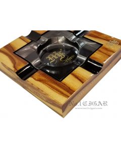 My Father Wood-Glass Ashtray "Original Tiger Skin in NATURAL"